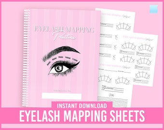 Lash Map Practice Sheets, Eyelash mapping sheets, Eyelash Styling, Lash Maps, Eyelash Extensions, Lash Fan Practice, Training for lashes