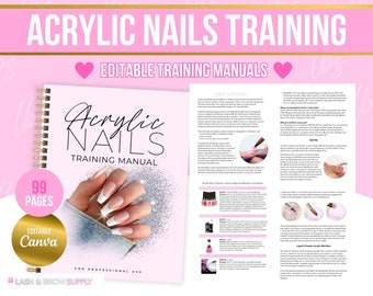 Acrylic Nails Training Manual, Acrylic Nail Extensions Training Manual,  Editable Acrylic Nails Training Guide, acrylic training course, PDF