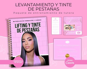 Manual de capacitación sobre levantamiento y tinte de pestañas, certificado de levantamiento de pestañas, tinte de pestañas