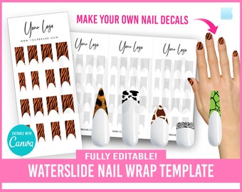 Waterslide Nail Decals, Nail design Templates, French Tip Nail Template, Custom nail decal stickers, Nail Artist, Manicure, Nail decals