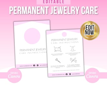 Scheda per la cura permanente dei gioielli, istruzioni per la cura dei gioielli, modello permanente per i gioielli, kit aziendale permanente per i gioielli, istruzioni sui gioielli