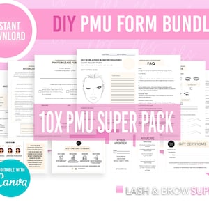 Pmu forms, Microblading Forms,  pmu, Printable CLient Forms, Client Waiver, Client Record Form