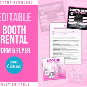 Hair Salon Booth Rental Agreement, Salon Booth Lease Agreement, Salon booth rental contract, Salon booth rental Lease,  Beauty Salon Forms