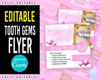 Tooth Gems flyer, Tooth jewelry flyer, Tooth jewelry application, Tooth Jewelry, Esthetician, Tooth gems aftercare