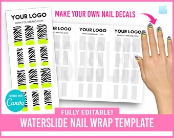 Waterslide Nail Decals, Nail design Templates, French Tip Nail Template, Custom nail decal stickers, Nail Artist, Manicure, Nail decals