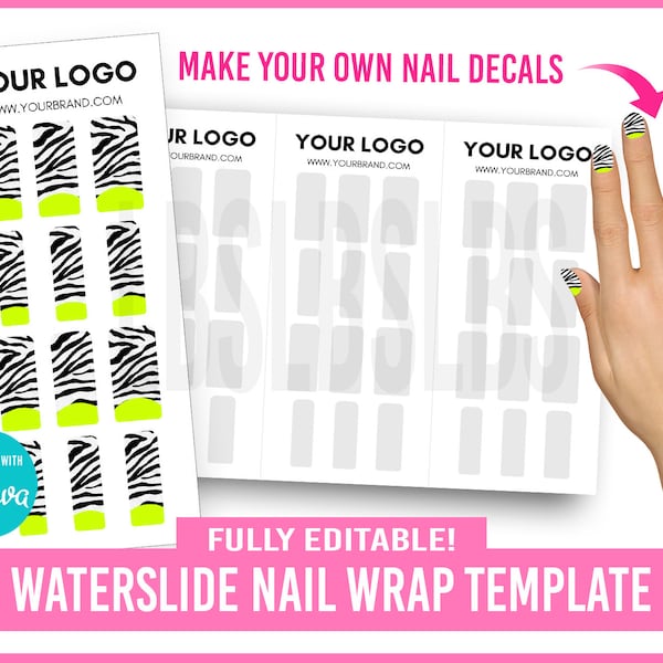 Waterslide Nail Decals, Nail design Templates, French Tip Nail Template, Custom nail decal stickers, Nail Artist, Manicure, Nail decals