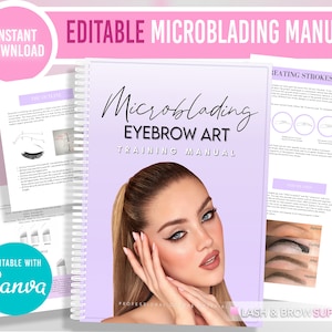 Editable Microblading Manual, Microblading, Stroke Practice, Microblading strokes, Brow training, Brow correction, PMU, Brow Mapping, Brows