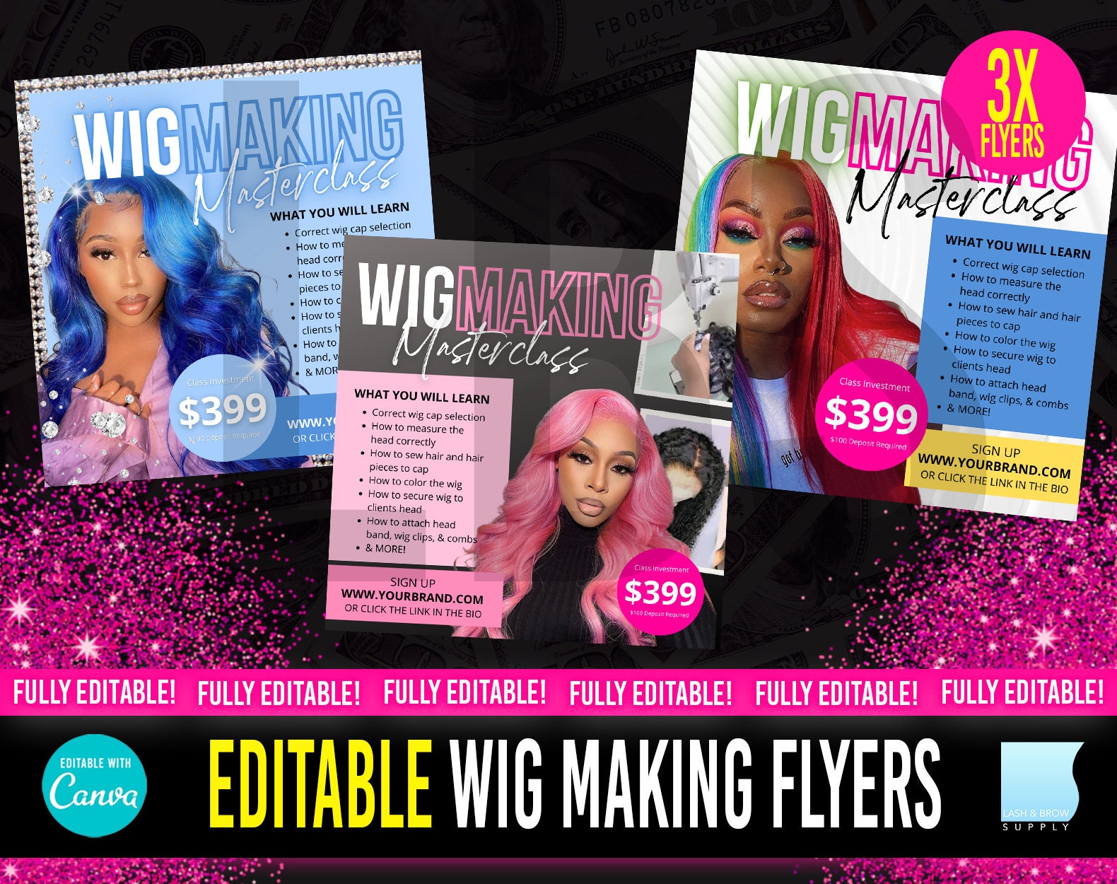 Wig Making Class Flyer, Lace Wig Flyer, Hair Extension Flyer, Hair Class  Flyer Design, Wig Class Flyer, Salon Flyer, Hair Studio Flyer, Wigs 