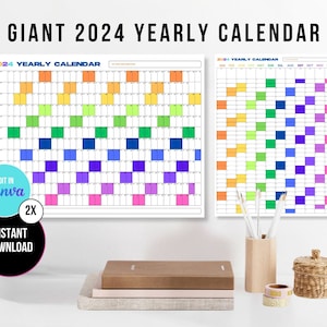 2024 Giant Wall Calendar, 2024 year Wall Planner, Annual Planner, Yearly Planner, Monthly Planner, the big calendar, Year To View, canva