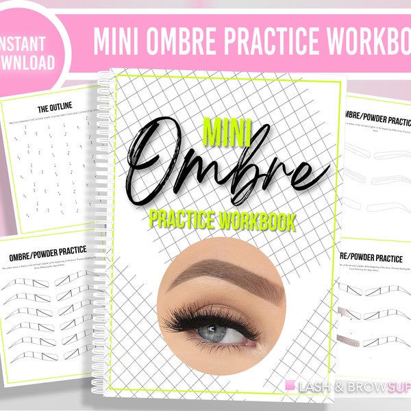 Ombre Brow Practice Workbook, brow practice, Ombre practice, eyebrow, powder brows training, Microshading practice, Brow Practice Forms