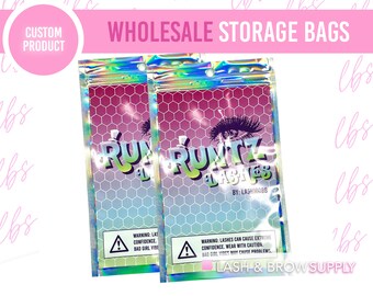 Eyelash Storage Bags for Mink Eyelash Line, Eyelash laser zip bags, Custom Lash Line - Runtz Bags