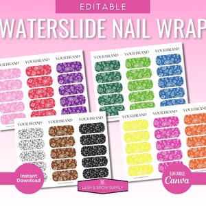 Waterslide Nail Decals, Nail design Templates, French Tip Nail Template, Custom nail decal stickers, Nail Artist, Manicure, Nail decals