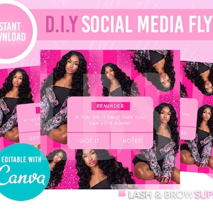 DIY Social Media Template, DIY Flyer, Sale Flyer, Store flyer template, store flyer, Lash Artist Posts, Eyelash Extensions, Canva Template