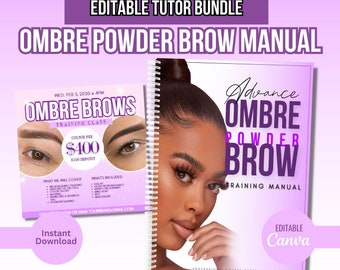 Ombre Powder Brow Manual PDF, ombre Brow Manual, Microshading Manual, PMU Training Course, Microblading, Tutor, Brow flyer, instructor