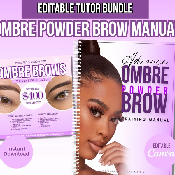 Ombre Powder Brow Manual PDF, ombre Brow Manual, Microshading Manual, PMU Training Course, Microblading, Tutor, Brow flyer, instructor