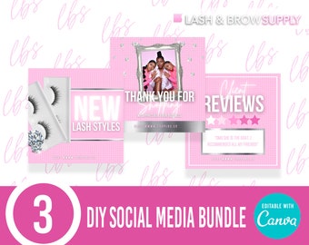 DIY Social Media Flyer, Branding Bundle, Marketing Flyer, Lash Business, Lash Boss, social media flyer, canva template, lash class, editable