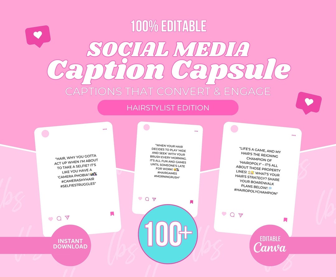 Hair Stylist Caption Bundle, Social Media Marketing for Hair Stylist, Beauty Captions, Editable