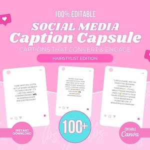 Hair stylist Caption Bundle, Social Media Marketing for hair stylist, Beauty Captions, Editable Instagram Captions, Hair Artist Caption