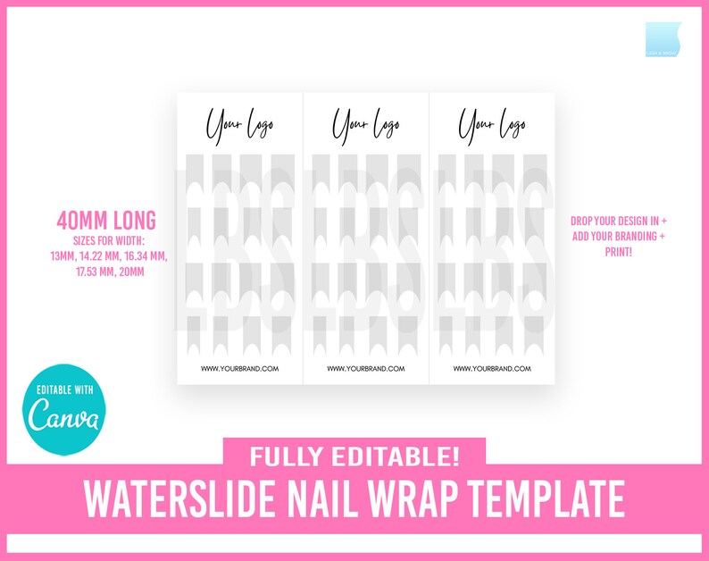 Waterslide Nail Decals, Nail Design Templates, French Tip Nail Template ...