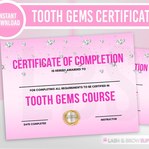 Tooth Jewelry Certificate Teeth Gems Certificate Dental Etsy