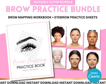 Mappatura delle sopracciglia modificabile, pratica di mappatura, pratica di microblading, formazione PMU, PMU, moduli per la pratica delle sopracciglia, moduli stampabili, pratica delle sopracciglia