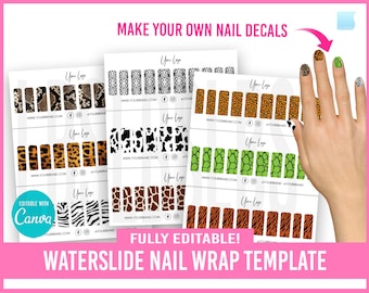 Waterslide Nail Decals, French Tip Nail Template, Custom nail decal stickers, Nail Artist, Manicure, Nail decals, Nail design Templates