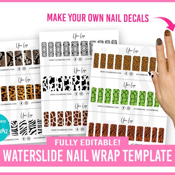 Waterslide Nail Decals, French Tip Nail Template, Custom nail decal stickers, Nail Artist, Manicure, Nail decals, Nail design Templates