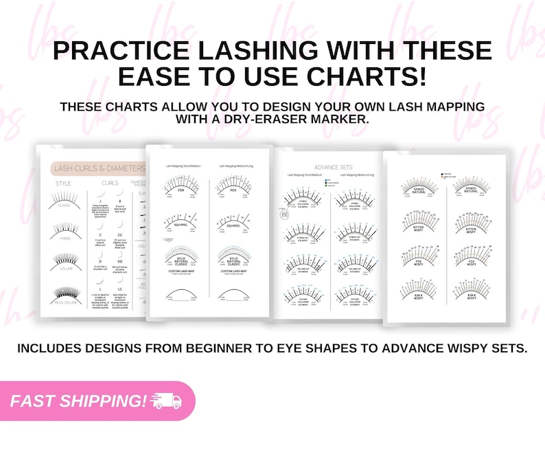 Lash Mapping Practice Charts for Lash Kit, Lash Sponges, Lash Practice ...