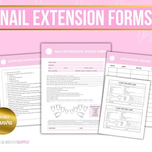 Nail Extensions Documents, Nail Tech Forms, Nail Enhancement forms, nail consent forms, Nail Services Client Consultation, Client Nail Forms