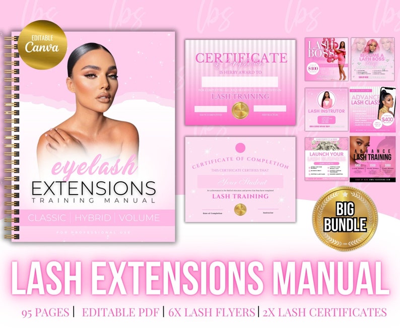 Lash Manual, Editable Training Manual Canva, Classic, Volume, Hybrid ...