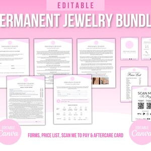 Bijoux permanents, Carte d'entretien des bijoux permanents, Formulaires de consentement, Modèle de bijoux permanents, Carte d'entretien des bijoux, Instructions d'entretien des bijoux