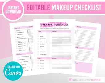 Makeup Artist Checklist, Makeup kit checklist, MUA checklist, Manual, Makeup checklist,Training, Cosmetology, aesthetics, Makeup Template
