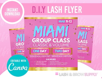 DIY Editable Eyelash Extension Class Flyer, Instant Download, Eyelash Tech, Customizable Flyer, Lash Artist Posts, Editable Canva Template
