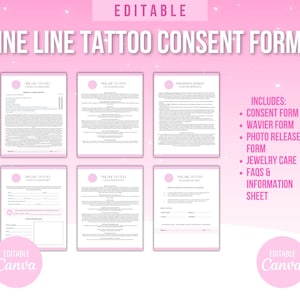Fine Line Tattoo forms, tiny tattoo forms, tattoo consent forms, tattoo form Template, tattoo FAQ, tattoo aftercare Instruction, tattoo care image 2