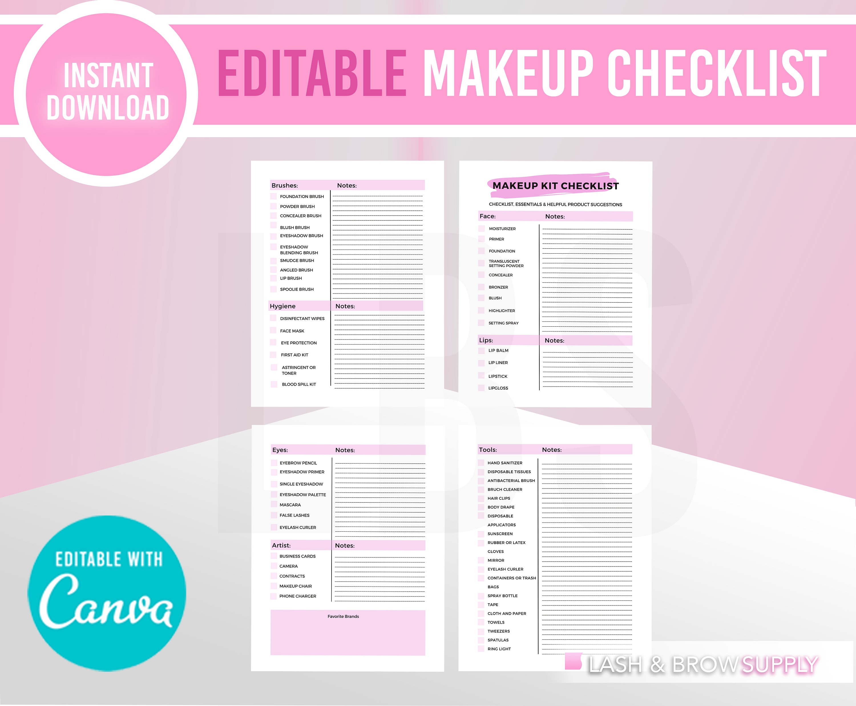 Makeup Artist Checklist Makeup Kit Checklist MUA Checklist Etsy