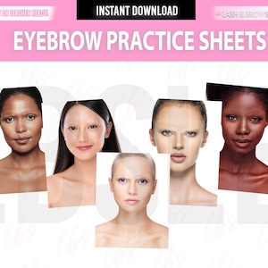 Eyebrow Practice Sheets, Brow Mapping, Microblading Practice, Microblading Training, Microblading Pattern, PMU Training, Brow Practice Forms