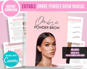 Editable Ombre Brow Manual, Microshading Manual, Powder Ombre Brow Training, Ombre Brow training, Brow correction, PMU, Brow Mapping, Brows