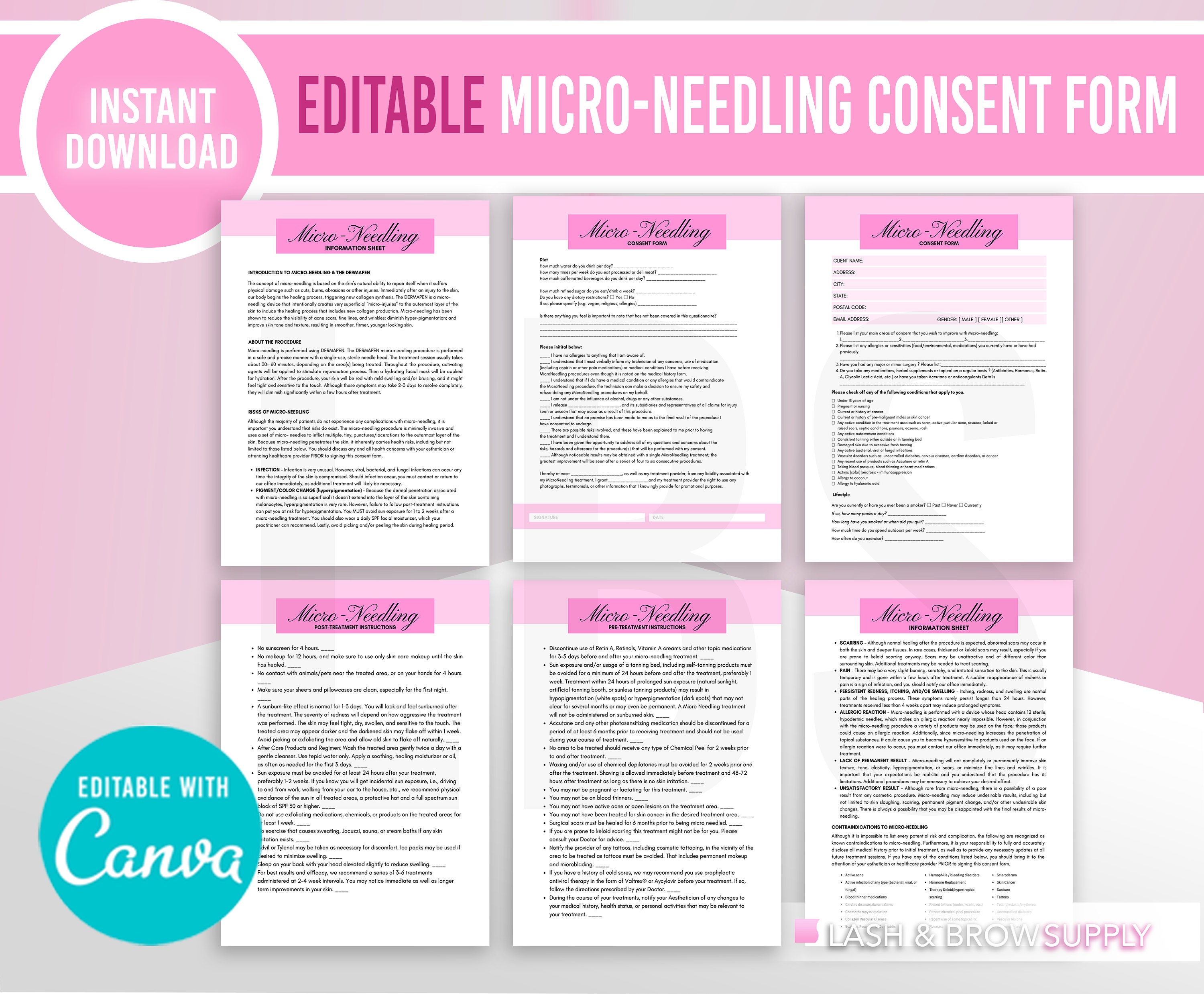 Microneedling Consent Form Printable PDF Spa esthetician - Etsy Hong Kong