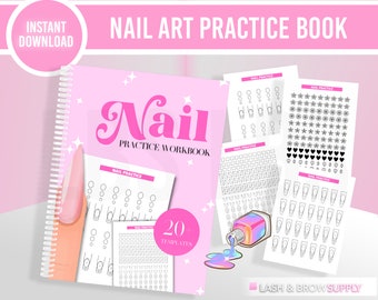 Nail Art Practice Book, Acrylic Ratio Practice Sheet, Acrylic Application Practice Sheet, Nail Practice Template, Nail Forms, Nail Services