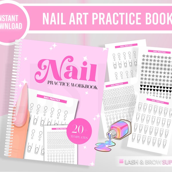 Nail Art Practice Book, Acrylic Ratio Practice Sheet, Acrylic Application Practice Sheet, Nail Practice Template, Nail Forms, Nail Services