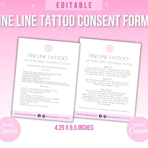 Fine Line Tattoo forms, tiny tattoo forms, tattoo consent forms, tattoo form Template, tattoo FAQ, tattoo aftercare Instruction, tattoo care image 3