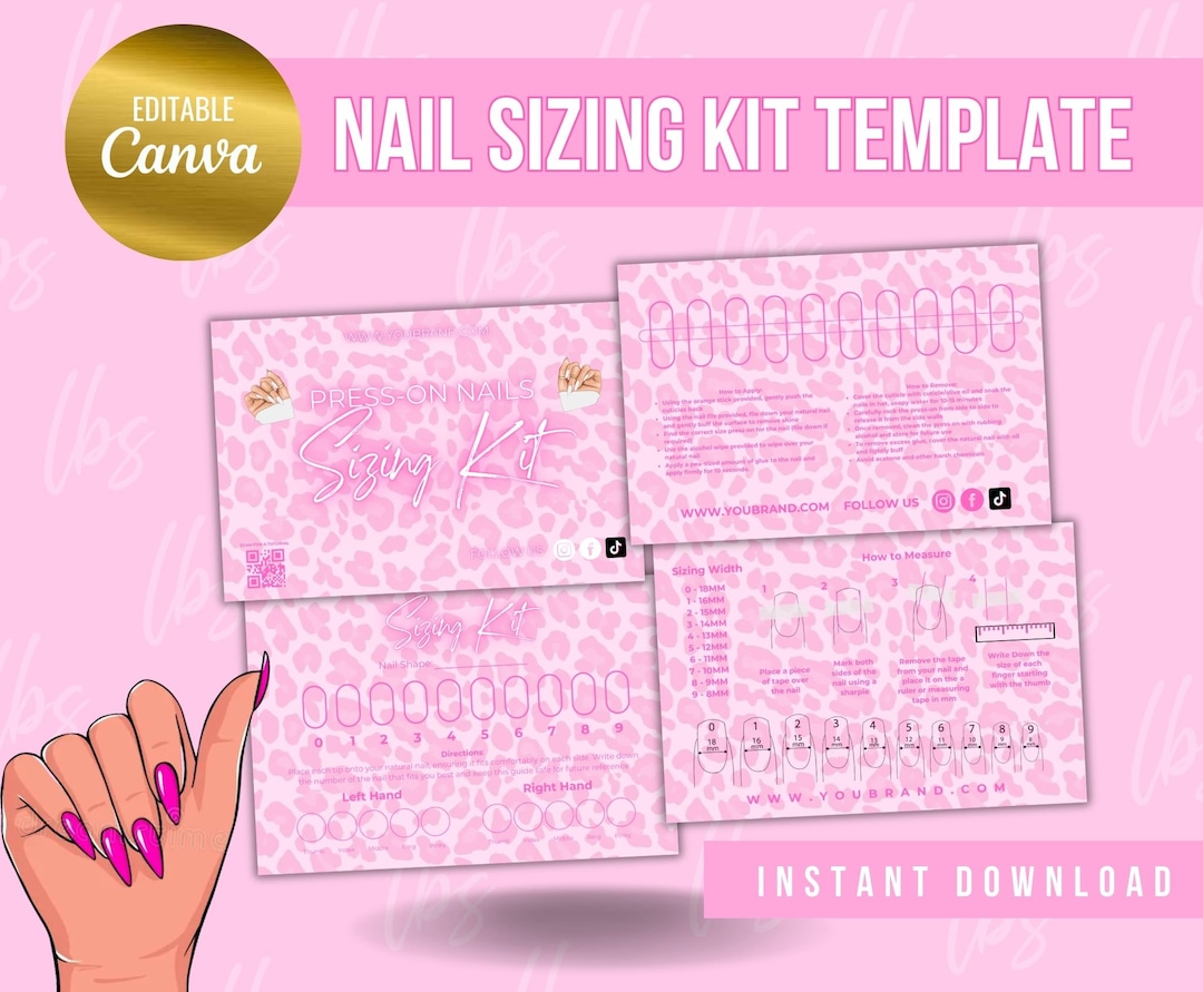 Press on Nails Templates Card Set Kit, Press on Nail Pink Nail Business Press on Nails Templates Card Set Kit, Press on Nail Pink Nail Business