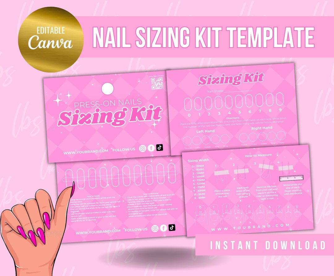 Press on Nails Templates Card Set Kit, Press on Nail Pink Nail Business Press on Nails Templates Card Set Kit, Press on Nail Pink Nail Business