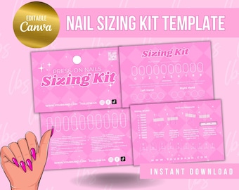 Press On Nails Templates Card Set Kit, Press On Nail Pink Nail Business, Nail Sizing Kit Design, Artificial Nails Sizing Chart Minimalist