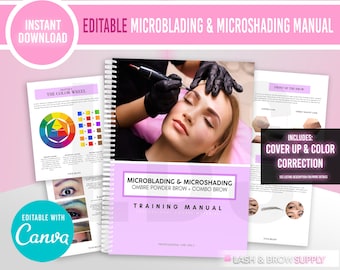 Redigerbar Microblading-manual, Microshading-manual, Kombinationsbryn, Brynkorrigering, PMU, Brynguide, Bryninstruktör