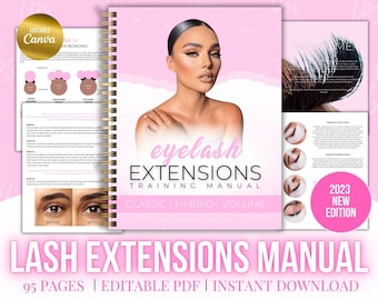 Lash Manual, Editable Training Manual Canva, Classic, Volume, Hybrid, Eyelash Extensions, Lash Class, Lash Extensions eBook, Lash tutor, PDF