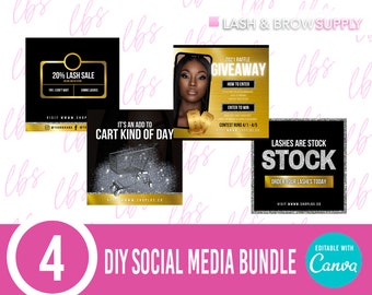 DIY Social Media Flyer, Branding Bundle, Marketing Flyers, Lash Business, Lash Boss