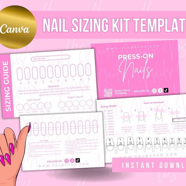 Press On Nail Sizing Kit, Press On Nails Chart Card, False Nails Sizing Kit Template, Press On Nail Templates, How To Apply press on Nails