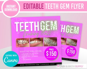 Tooth Gems flyer, Tooth jewelry flyer, Tooth jewelry application, Tooth Jewelry, Esthetician, Tooth gems aftercare