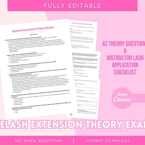 Wimpernverlängerung Studentenprüfung für Zertifizierung, Theorieprüfung, Wimperntest, Training für Studenten, Wimpernprüfung, Lash Instructor, Erzieher
